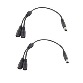 UpperFu DC Power Y Splitter Cable, 2 Pcs 5.5mm x 2.5mm 1 Male to 2 Female DC Power Extension Adapter Cable for CCTV Surveillance Cameras Surveillance Routers DVR Led Light Strips