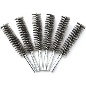6pcs Pipe Cleaning Brush Set Stainless Steel Bristles, Stainless Steel Pipe Brush for Auto Parts, Guns, Tubes, Etc. (3/5"(15mm))