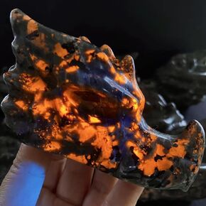 4" /10cm Natural Yooperlite Dragon Crystal Quartz Flame Stone Dragon Head Hand-Carved Crafts Ornaments Reiki Minerals Room Decoration Gifts (Size : 10CM)
