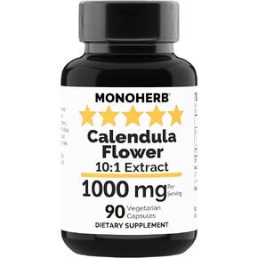 MONOHERB Calendula Flower Extract 1000 mg - 90 Vegetarian Capsules