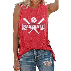 TAOHONG Baseball Tank Top Women Heart Print Baseball Tanks Cute Workout Graphic Casual Summer Sleeveless Shirt Vest Top