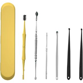 7 Piece Ear Wax Removal Kit, Ear Wax Remover, Professional Ear Cleaning Tool Set, Reusable Ear Scoop Ear Wax Removal Kit with a Organizer, Suit for Kids Adults