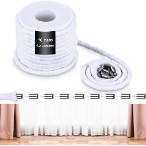 Curtain Weighted Tape Leaded Weighted Drapery Tape Weighted Lead Rope Increase Drapery Weights for Outdoor Indoor Curtain Accessories Sukkot Party Supplies(10 Yard,0.06 Lb/Meter)
