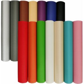 14 Pieces Faux Leather Sheets,8" x 12" A4 Solid Colors Soft PU Faux Leather Fabric Sheets for Bows,Leather Earrings Making DIY Craft,Keychains,Hair Accessories DIY Projects(14 Colors)
