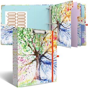 3 Ring Binder 2 Inch, Cute Pink Round Ring Binders with 6 Tab Dividers, Labels Stickers, Low Profile Clipboard with Storage, Fashion Binder School Office Supplies(Stay Positive)