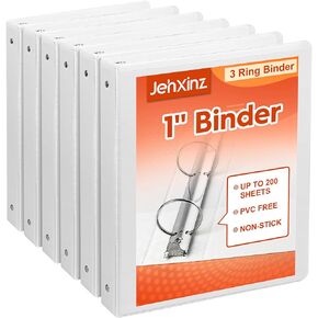 1''/2'' Ring-Binders with 2 Pockets, 1 or 2-inch Three Ring Binder, Fits US Letter Size 8.5'' x 11'' Paper - White View Binders for Office/Home/School Use, Pack of 6 (1-inch (12 Packs))