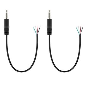 Fancasee (2 Pack Replacement 2.5mm Male Plug to Bare Wire Open End TRRS 4 Pole Stereo 2.5mm Plug Jack Connector Audio Cable for Headphone Headset Earphone Microphone Cable Repair