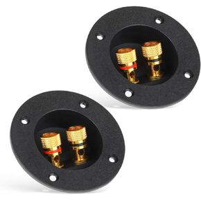 2 Pcs Speaker Sub Box Terminals Cup for Subwoofer Box Black 3 Inch Round 2-Way Spring Loaded Jacks Wire Connector Binding Post Cup Connector Subwoofer Plug for Speaker Sub Home Car Stereo