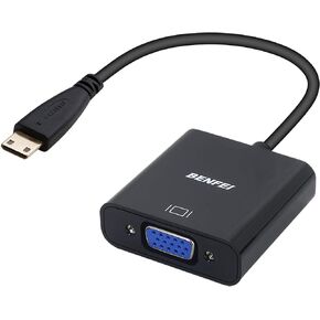 BENFEI Mini HDMI to VGA Adapter, Gold-Plated Mini HDMI to VGA Adapter (Male to Female) Compatible for Ultrabooks, notebooks, Tablets, Cameras and camcorders - Black