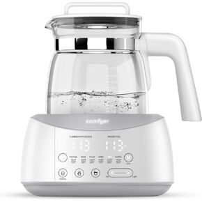 Electric Tea Kettle Temperature Control, Instant Baby Bottle Warmer, 1.2 Liter,Fast Boiling, BPA Free, Auto-Shutoff and Boil-Dry Protection, Stainless Steel, Borosilicate Glass (White)