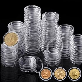 300 قطعة 19 مللي متر علبة عملة مستديرة كبسولات حاوية بلاستيكية شفافة حامل صندوق تخزين