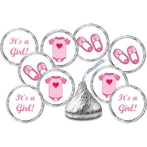 324 Pink Onesie, Pin, Its a Girl Baby Shower Favors Stickers for Baby Shower Or Baby Sprinkle Party, Baby Shower Kisses Stickers, Baby Shower Pink Decorations, Baby Shower Labels, Candy Not Included