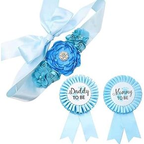 HAPPYLAND Baby Shower Decorations Set Mommy to be Daddy to be Corsage Baby Shower Mommy Sash Pregnancy Maternity Sash to Be Sash Keepsake