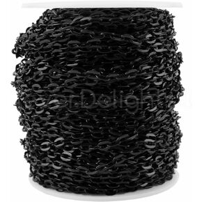 CleverDelights 4x6mm Cable Chain - Dark Black Color - 30 Feet