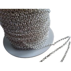 925 Sterling Silver Rolo Belcher Chain for DIY Jewelry Making (Rolo 2.4mm, 5ft)