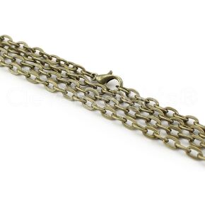 CleverDelights 4x6mm Cable Chain Necklaces - Antique Bronze Color - 5 Pack - 24 Inch Length