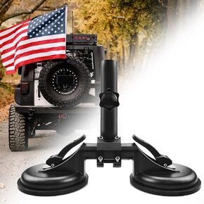 Universal Flag Pole Holder with 2 Suction Cup Fit for Jeep Wrangler UTV ATV Off-Road SUV House Yachts Truck, Multi-Function Car Flag Pole