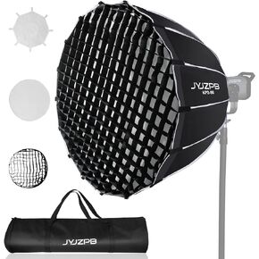 JYJZPB 35.4inch/90cm Parabolic Softbox Quick Set up/Folding, with Diffusers/Honeycomb Grid/Bag, Compatible for JYJZPB COB LED Video Light and Other Bowens Mount Lights Speedlight Softbox