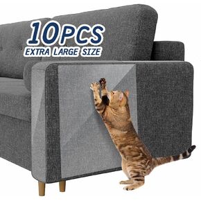 10 Pack Cat Scratch Furniture Protector, 5 Pack 17" x 12" and 5 Pack 17" x 10" Cat Scratch Deterrent Tape, Anti Scratch Couch Protector for Cats
