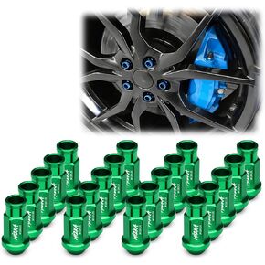 Blue 20 PCS M12x1.5 Lug Nuts Short 50mm Tuner Open End Aluminum Wheels Rims Cap WN01