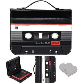 Bible Holder Case for Women PU Leather Bible Case Bag with Handle and Zippered Pocket Bible Carrier Case for Standard and Large Size Study Bible 10.9x7.8x1.9 inch,Audio Cassette Tape