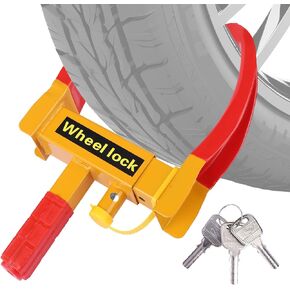 Heavy-Duty Car Security Trailer Tires Lock, Adjustable Anti Theft Wheel Lock for Trailers SUV Boats ATVs Motorcycles Golf Carts