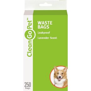 Clean Go Pet Lavender Scent Doggy Waste Bags, 250-Count, Quick-Tie Handles Poop Bags