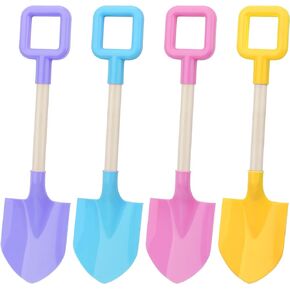Mototo 4 Pieces 16 Inch Beach Shovels Large Beach Spades Multicolor Sand Shovels with Wooden Handle Plastic Shovel for Digging Beach Sandbox Snow Garden Toys Set for Kids Adults (4 PCS)