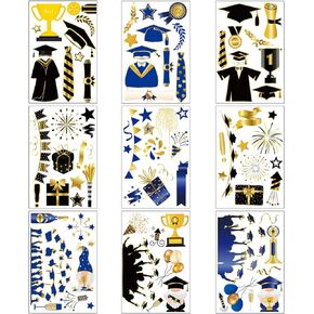 9 Sheet Graduation Window Clings Class of 2024, 11.8 x 7.9 Inch Removable Window Stickers Graduation Static Decals Congrats Grad Bachelor Cap Design Decorations for Party Celebration(Style 1)