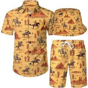 COCYPAN 1 Western Shirts For Men,Cowboy Shirts For Men, Mens Hawaiian Shirts And Shorts Set Funny Hawaiian Shirts For Men 1-S
