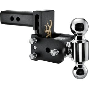 B&W Trailer Hitches Tow & Stow Adjustable Trailer Hitch Ball Mount with Browning Logo - Fits 2" Receiver, Dual Ball (2" x 2-5/16"), 3" Drop, 10,000 GTW - TS10033BB