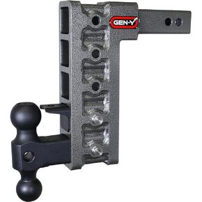 GEN-Y GH-325 MEGA-Duty Adjustable 10" Drop Hitch with GH-031 Dual-Ball, GH-032 Pintle Lock for 2" Receiver - 10,000 LB Towing Capacity - 1,500 LB Tongue Weight