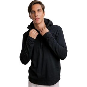 Cottonique Hypoallergenic Long Sleeve Lightweight Jersey Hoodie for Men with Skin Allergies and Sensitive Skin