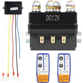 Youxmoto 500A 12V Winch Solenoid Relay Contactor + 2pcs Remote Control Kit, for 8000lb-15000lb ATV UTV Truck/Fit for Jeep Winches, Replace for 63070 62135 74900