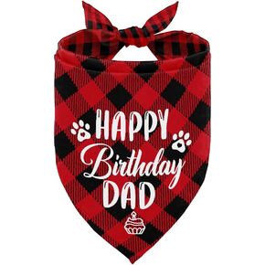 Dog Bandana, Happy Birthday Dad Dog Bandana, Dog Scarf Classical Plaid Printing, Dog Scarf Accessories, Dog Bandana Pet Scarf, Pet Scarf Accessories, Dog Bandana Gift for Dad Birthday Party (K25)