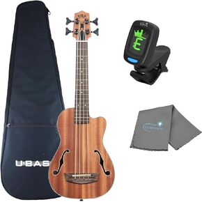 Kala Journeyman Acoustic-Electric U Bass with F-Holes Bundle with Tuner and Lumintrail Polishing Cloth