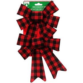 Christmas House Red and Black Buffalo Plaid Bows (Set of 2)