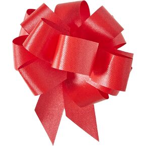 Berwick Offray The Perfect Bow Pull Ribbon, 2.5" Finished Size with 14 Loops, Hot Red 50 Count