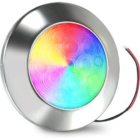 Goldlife LED Marine Courtesy Light Boat Interior Light Dome Light, 2.8" DC10-30v IP67 Stainless Steel Boat Cabin Lights, Red Green Blue White Ceilling Light Surface Mount RV Utility Light (RGBW)