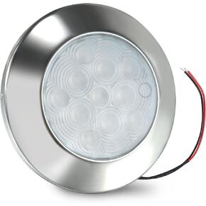 LED Marine Courtesy Light Boat Interior Light Dome Light, 2.8" DC10-30v IP67 Stainless Steel Boat Cabin Lights, Ceilling Light Surface Mount RV Utility Light (Warm White + Cool White)