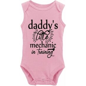 Daddy's Little Mechanic Baby Short Sleeve Bodysuits Pajamas Newborn Sleepers Girl and Boy Clothes