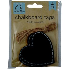 Chalkboard Heart Shaped Tags with Jute Cord
