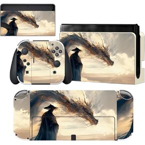 PlayVital Full Set Protective Stickers for Nintendo Switch OLED Model, Customized Vinyl Decal Skins for Switch OLED Console & Joycon & Dock & Grip - Animals Party