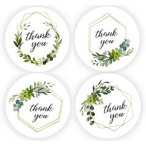 2 inch Greenery Frames Thank You Stickers Roll Green Round Boho Labels for Wedding Food Packaging 500PCS
