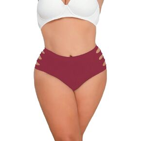 WDIRARA Women's Plus Size Cut Out Side High Waist Panty Brief Comfy Underwear
