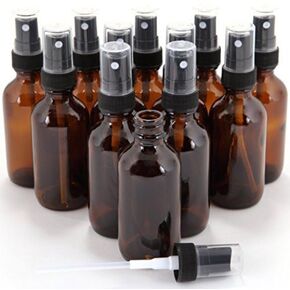 GPS DP-1G-AMBER-FMS Amber Boston Round Glass Bottle with Fine Mist Sprayer, 1 oz. (Pack of 12)