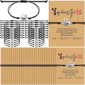 Huquary 48 Pcs Cheerleader Gifts Set Cheer Bracelets and Cheerlife Wish Card Adjustable Cheerleading Charm Bracelets Cheer Team Gifts for Kids Cheer Team Cheerleader Jewelry Accessories