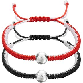 قطعتان/مجموعة من الأساور المضفرة هدايا البيسبول للأولاد، أساور معصم قابلة للتعديل مع خرز البيسبول/كرة القدم، أساور رياضية ملهمة للمراهقين والبالغين in Kuwait