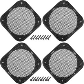ACROPIX Universal 4" Car Speaker Grills Cover Mesh Square 4 Inch Audio Speaker Subwoofer Guard Protector Case with Mounting Screws ABS Black - Pack of 4