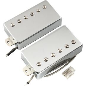 Musiclily Pro Alnico 5 LP Guitar Covered Humbucker Pickups Neck Bridge Pickups Set 7.8K/8.8K for Les Paul SG Style Electric Guitar, Chrome
